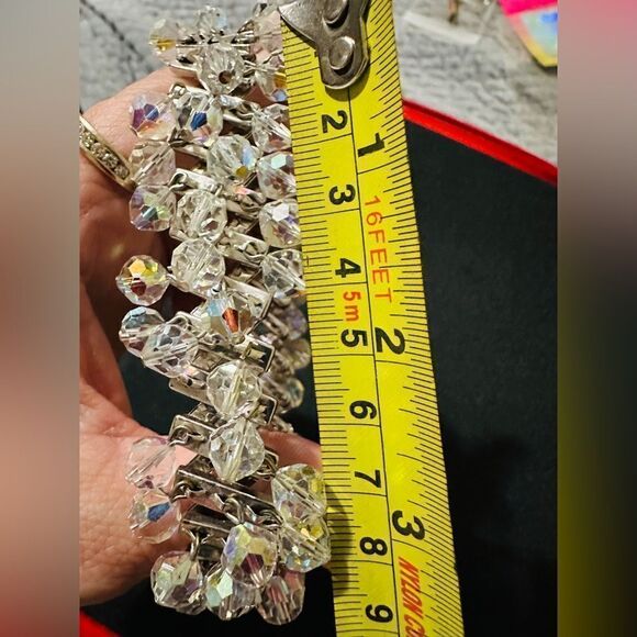 Vintage Japan Crystal women Bracelet –Stretch & Adjustable Crystal Beaded Silver